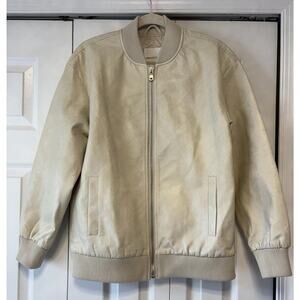Avec Les Filles Bomber Jacket Beige Women Oversized Boho Medium